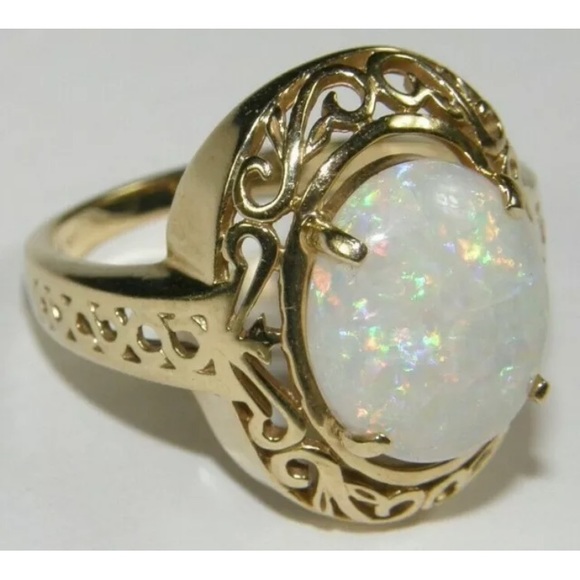 14k 🌈 Firey Opal  Stunning Ring Estate. Vintage - Picture 8 of 10